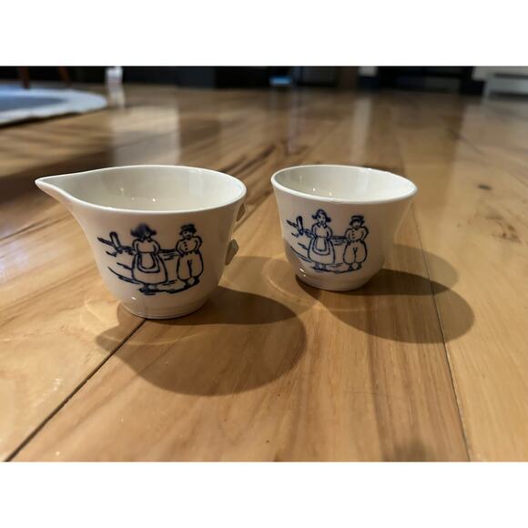 RARE VTG 14 Piece Tea Set Edwin M Knowles China Semi Vitreous Dutch Boy & Girl - Picture 6 of 14